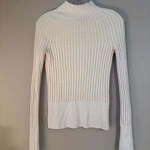 Lafayette 148 cream ribbed mockneck sweater small